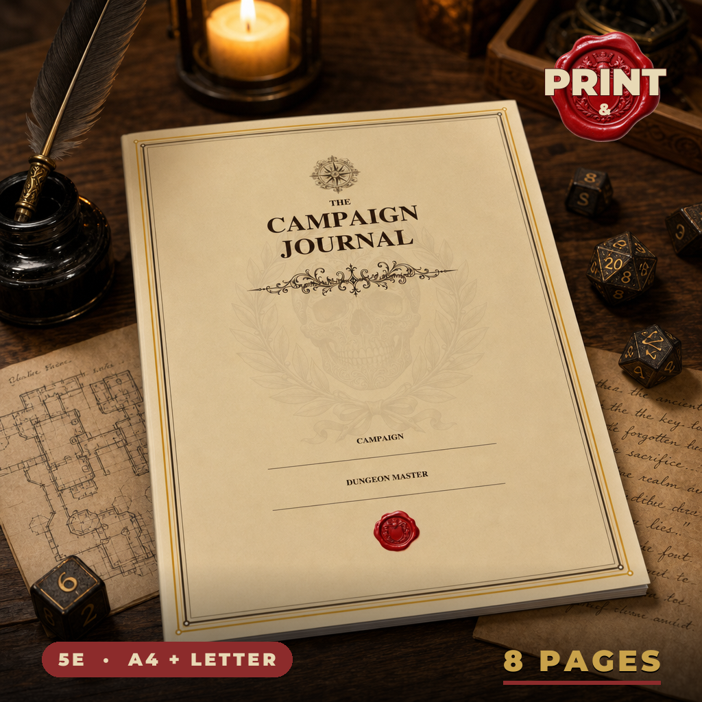 DnD Campaign Journal Printable 5e — Session log and party tracker for the whole table