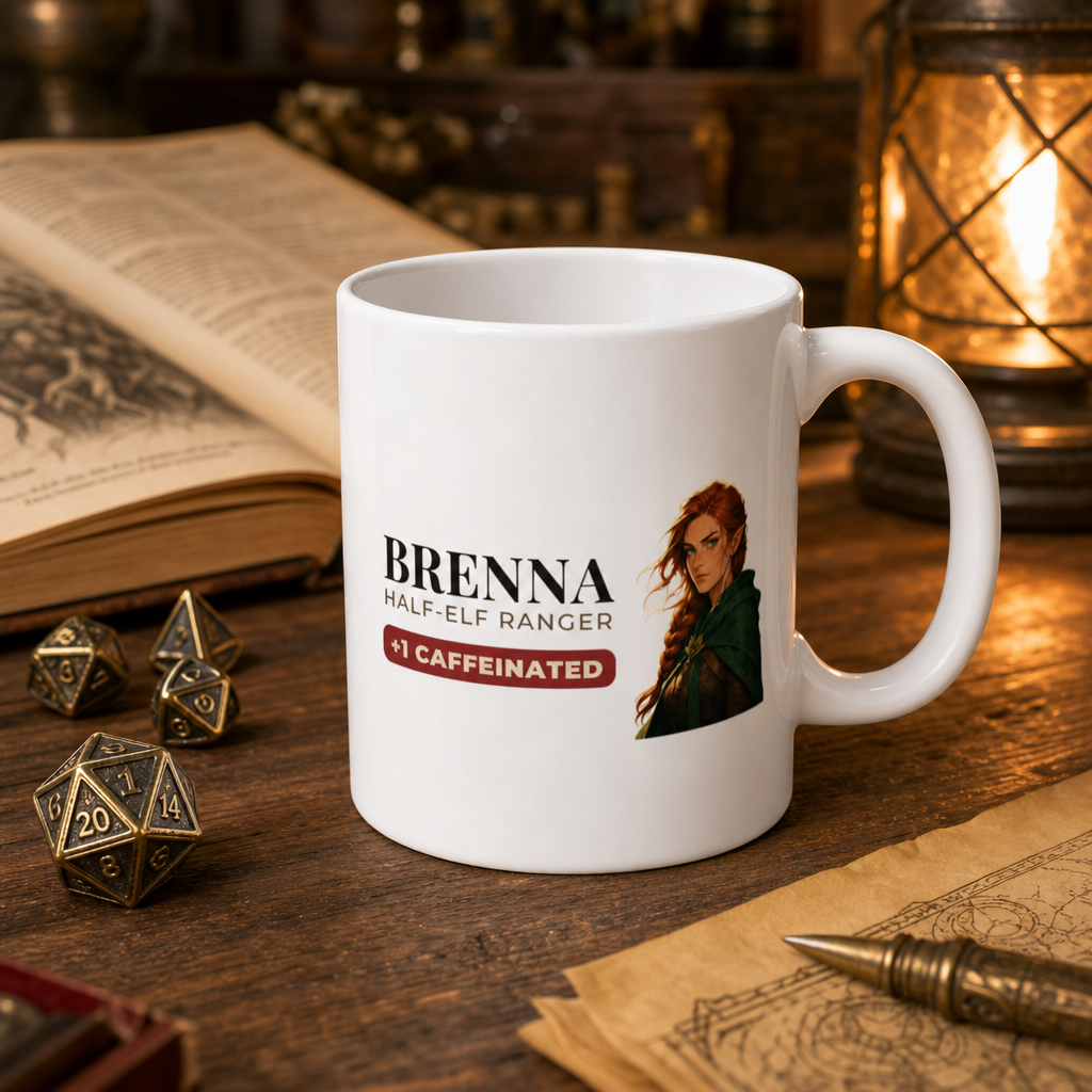 Custom DnD Character Mug — Personalised 11oz ceramic character mug