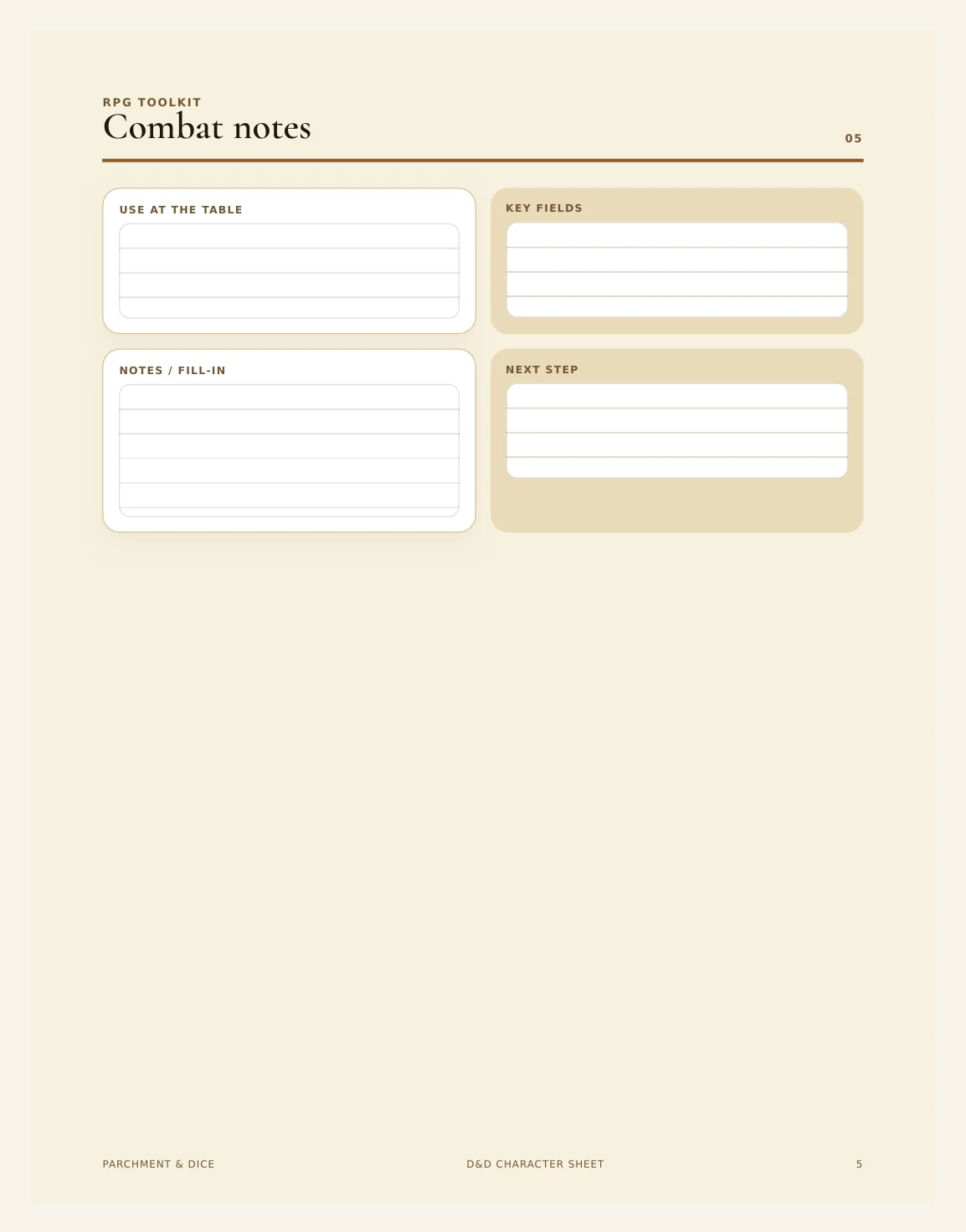 DnD Character Sheet Printable — Preview page 2