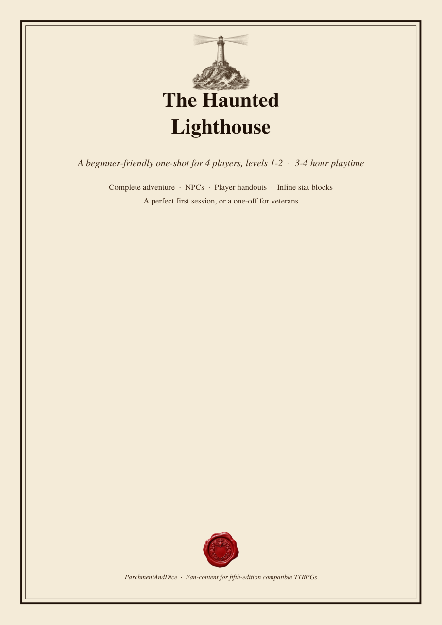 DnD One Shot Adventure 5e — The Haunted Lighthouse preview 1
