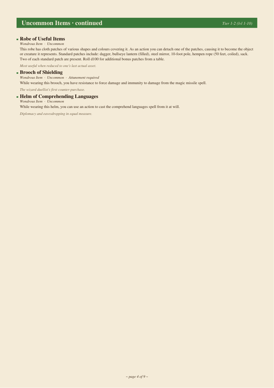 DnD Magic Items Printable 5e Compendium PDF preview 4
