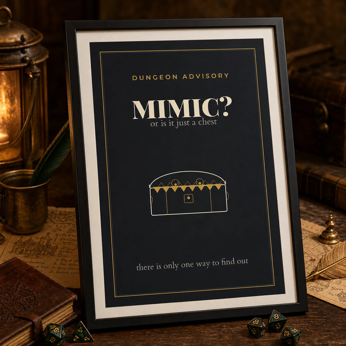 Mimic or Chest Funny DnD Print - Dungeons and Dragons Bathroom Wall Art - Game Room Decor - Funny Dice Poster - Instant Download — Dungeons and Dragons Bathroom Wall Art - Game Room Decor - Funny Dice Poster - I