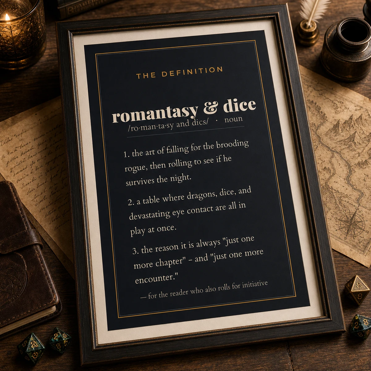 Romantasy and Dice Definition Print - Bookish DnD Wall Art - Romantasy Reader Gift - Dice Quote Poster - Instant Download — Bookish DnD Wall Art - Romantasy Reader Gift - Dice Quote Poster - Instant Downl