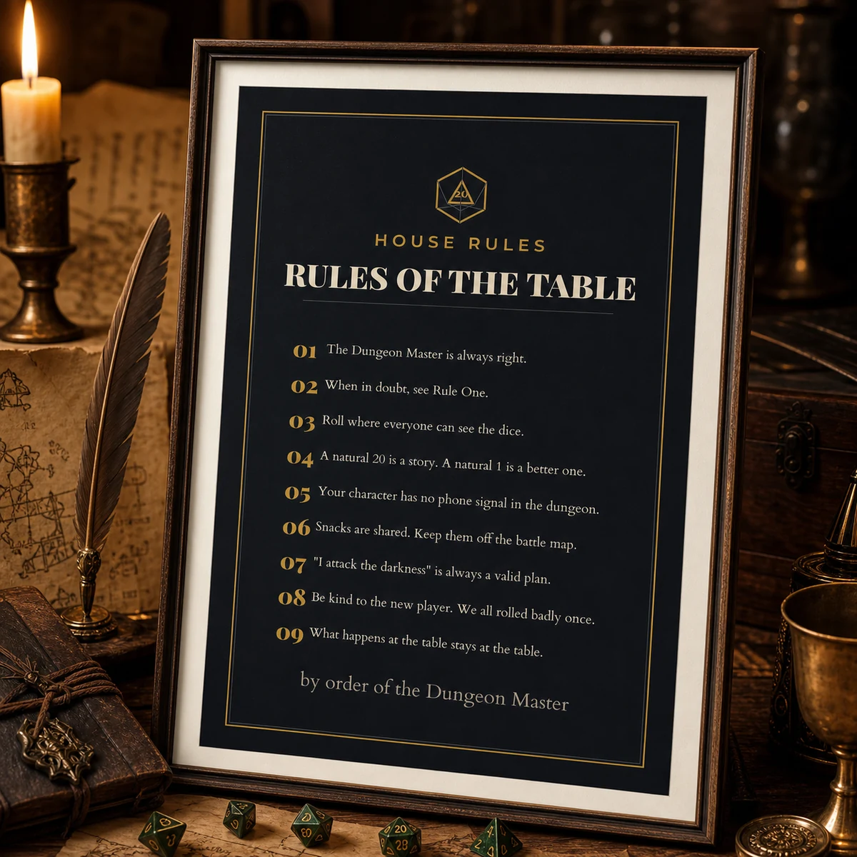 Rules of the Table DnD Print - Dungeons and Dragons Wall Art - Funny DM House Rules Poster - Dungeon Master Gift - Instant Download — Dungeons and Dragons Wall Art - Funny DM House Rules Poster - Dungeon Master Gif