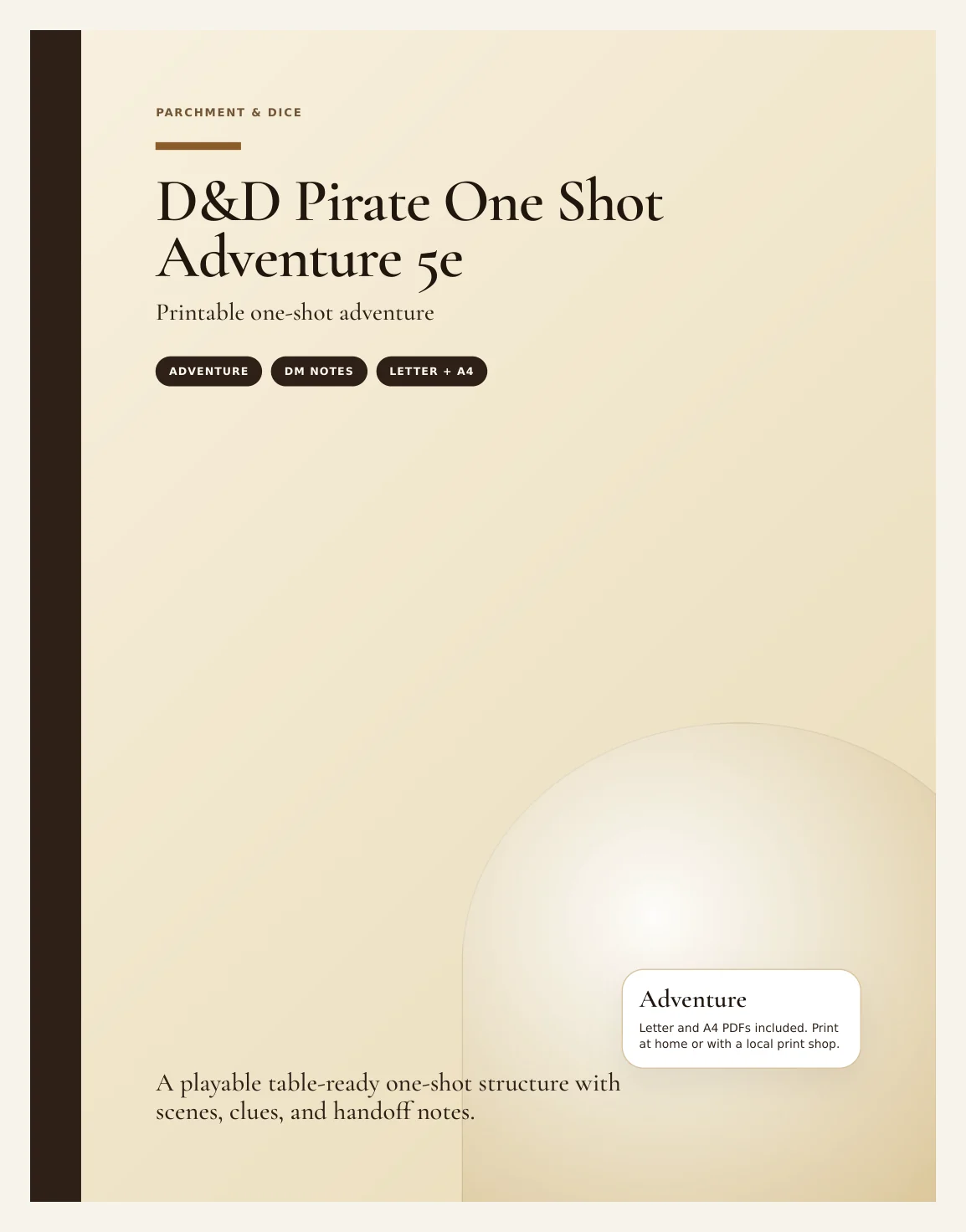 DnD Pirate One Shot Adventure 5e — The Curse of the Sapphire Tide — Preview page 1