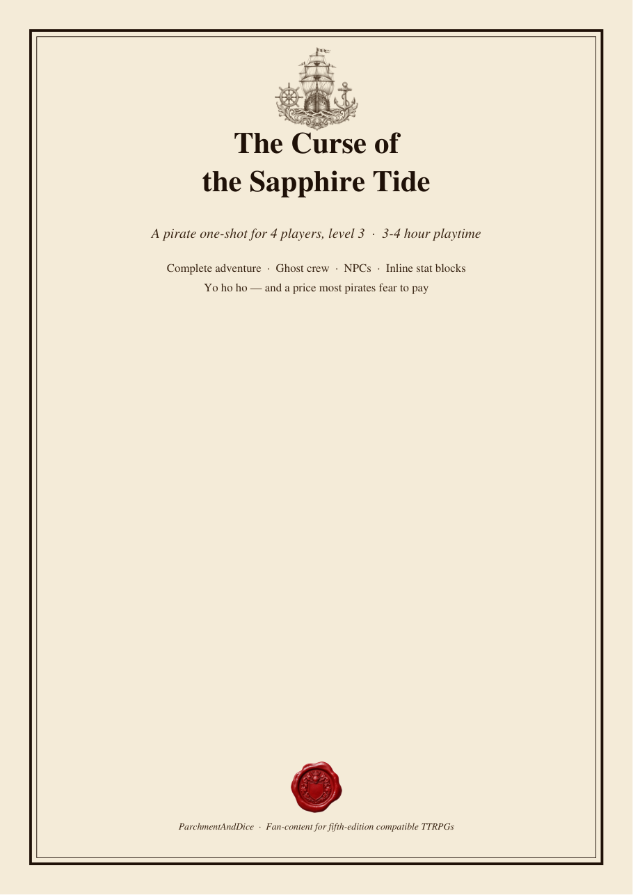 DnD Pirate One Shot Adventure 5e — The Curse of the Sapphire Tide preview 1