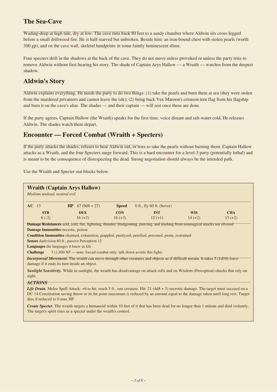 DnD Pirate One Shot Adventure 5e — The Curse of the Sapphire Tide preview 5