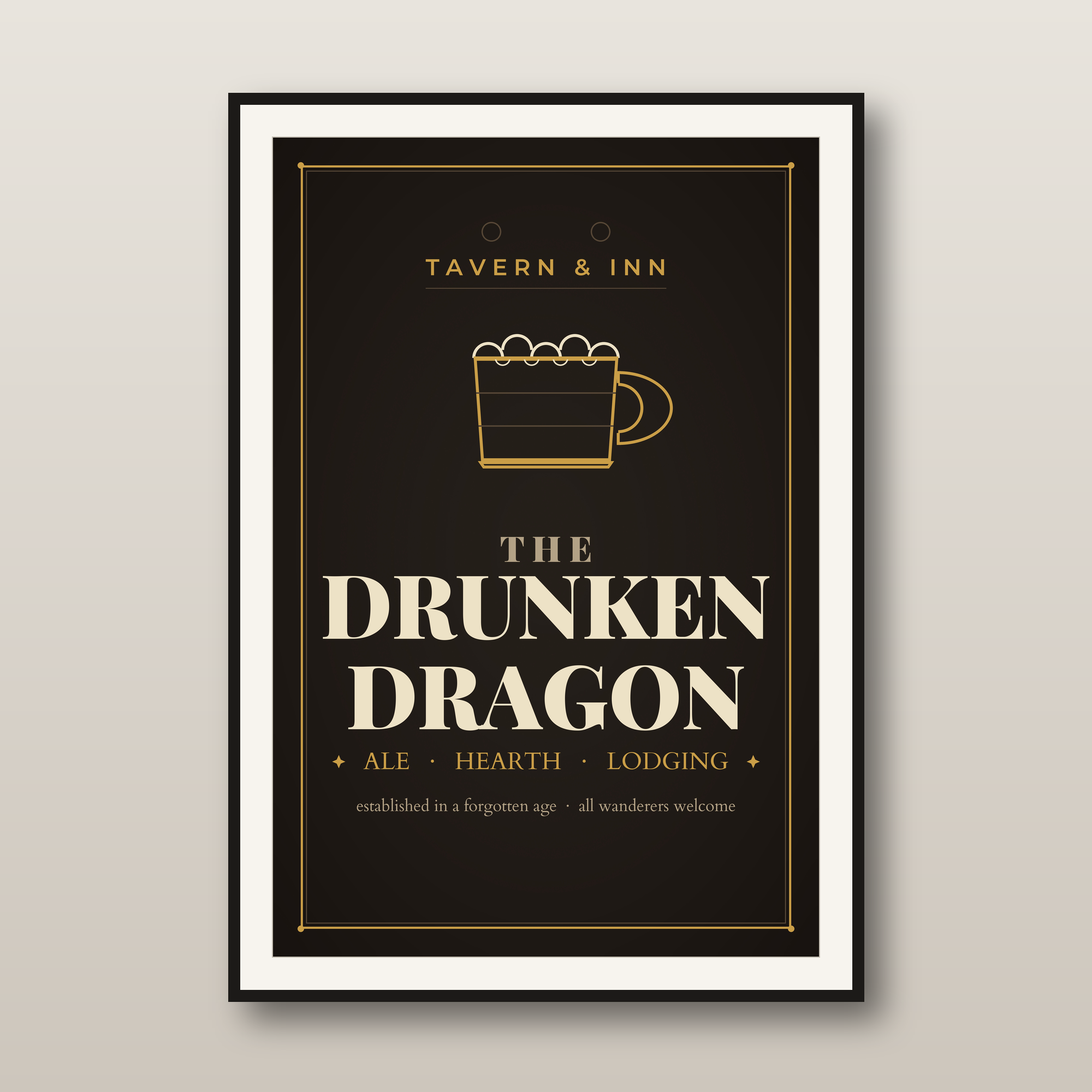 DnD Tavern Sign Printable Wall Art — Fantasy inn sign in two colourways