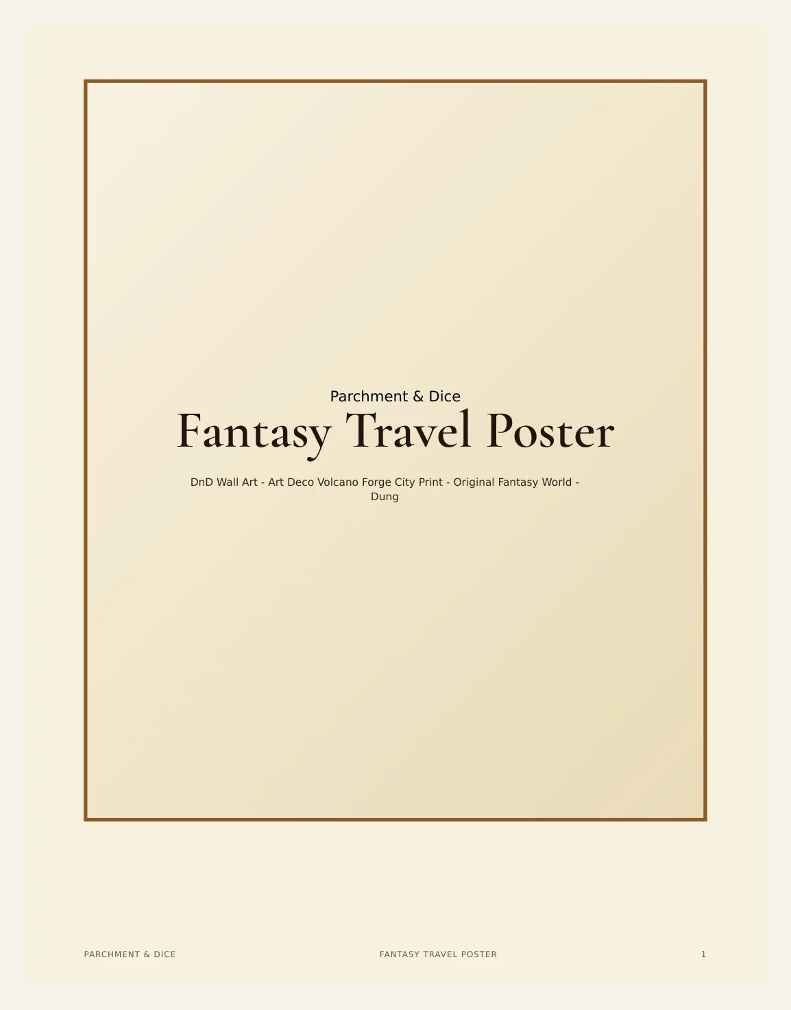 Fantasy Travel Poster - DnD Wall Art - Art Deco Volcano Forge City Print - Original Fantasy World - Dungeon Master Gift - Instant Download — Preview page 2