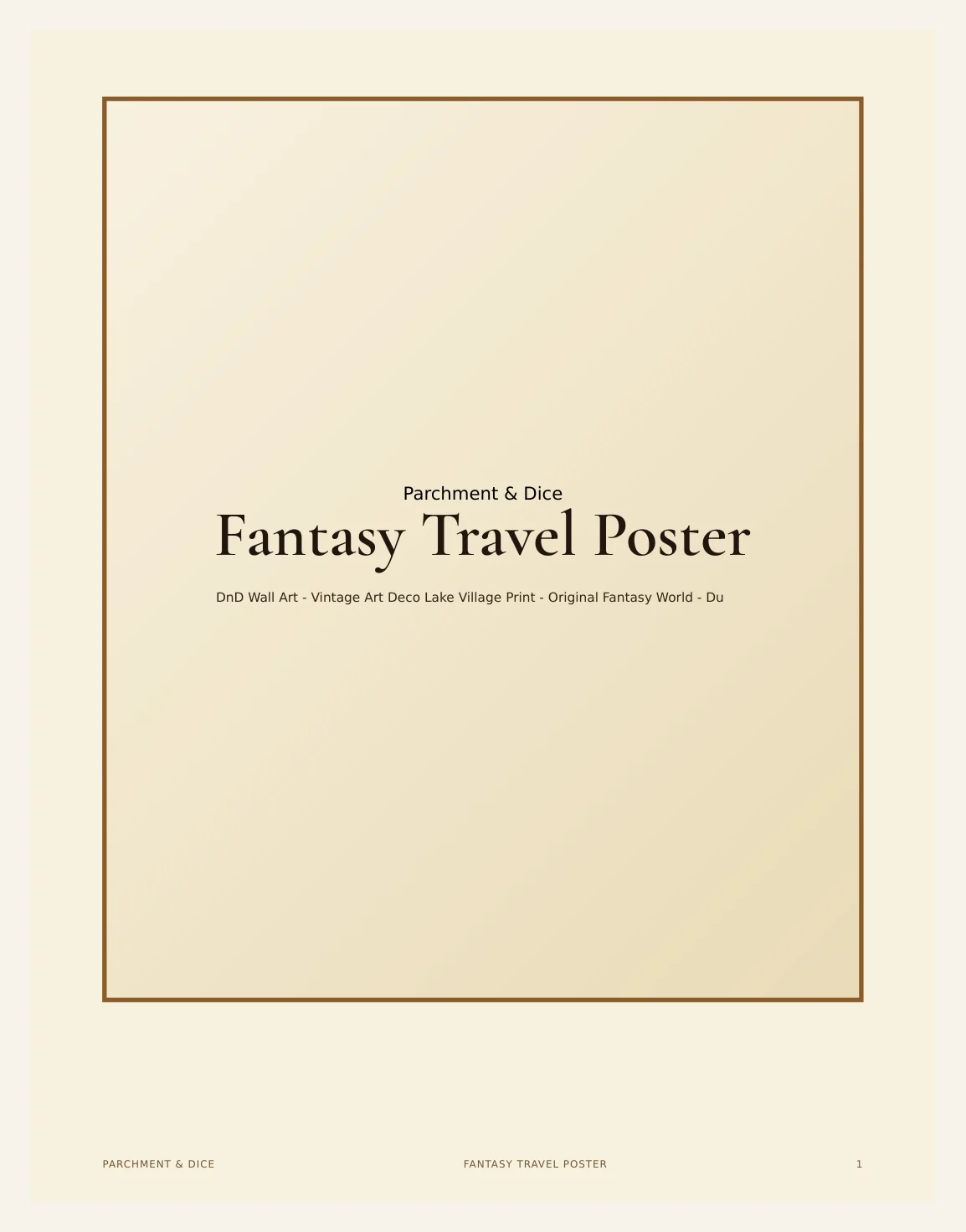 Fantasy Travel Poster - DnD Wall Art - Vintage Art Deco Lake Village Print - Original Fantasy World - Dungeon Master Gift - Instant Download — Preview page 2