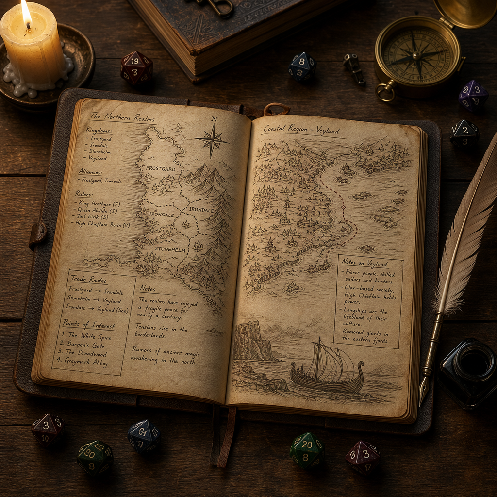 DnD Worldbuilding Workbook Printable — 91-page campaign and worldbuilding planner